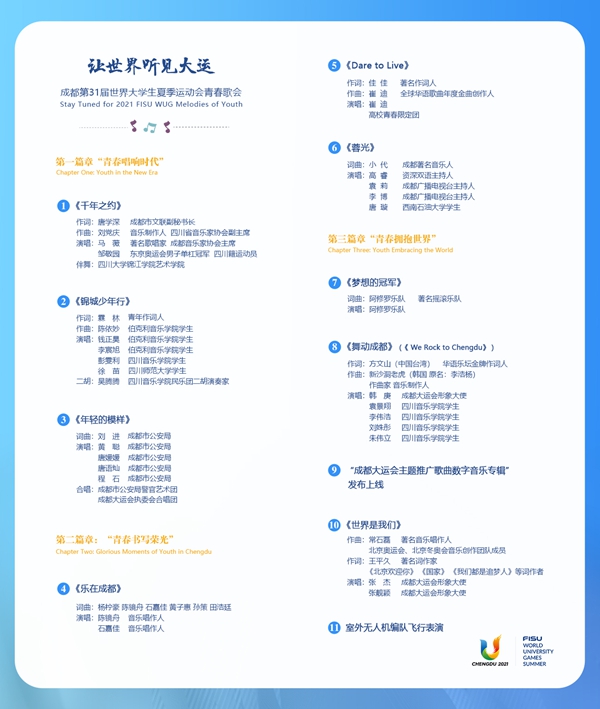 全球直播：张杰、张靓颖、韩庚献唱青春歌会，让世界听见大运